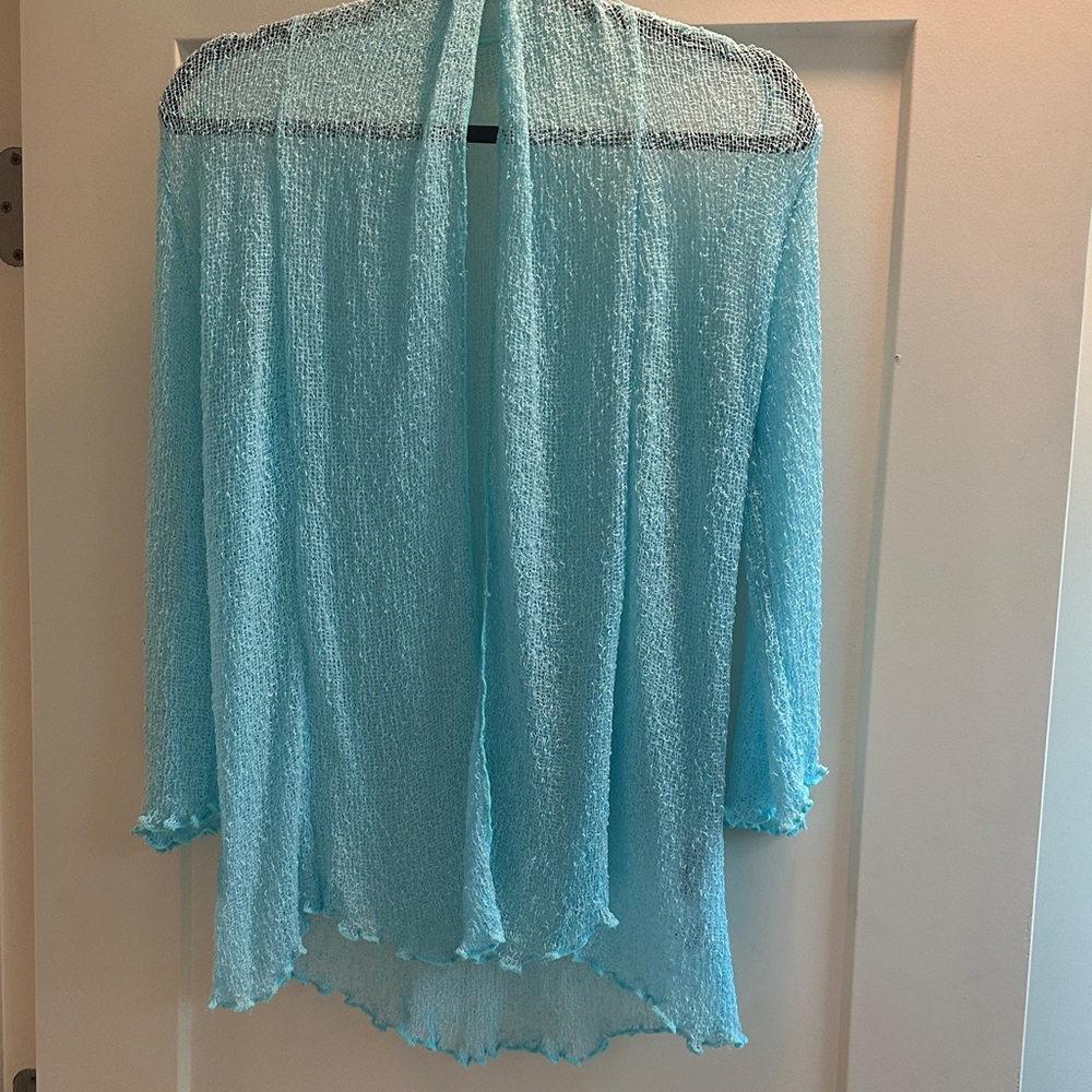 Light Blue Women's Sheer Woven Cardigan